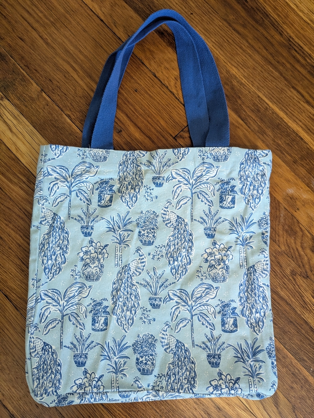 NWOT Blue Botanical Print Canvas Tote Bag